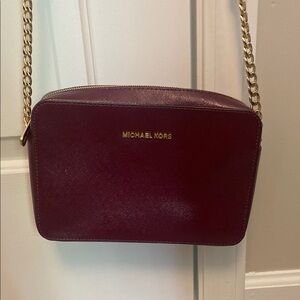 Michael Kors Red Crossbody Bag with Gold Chain